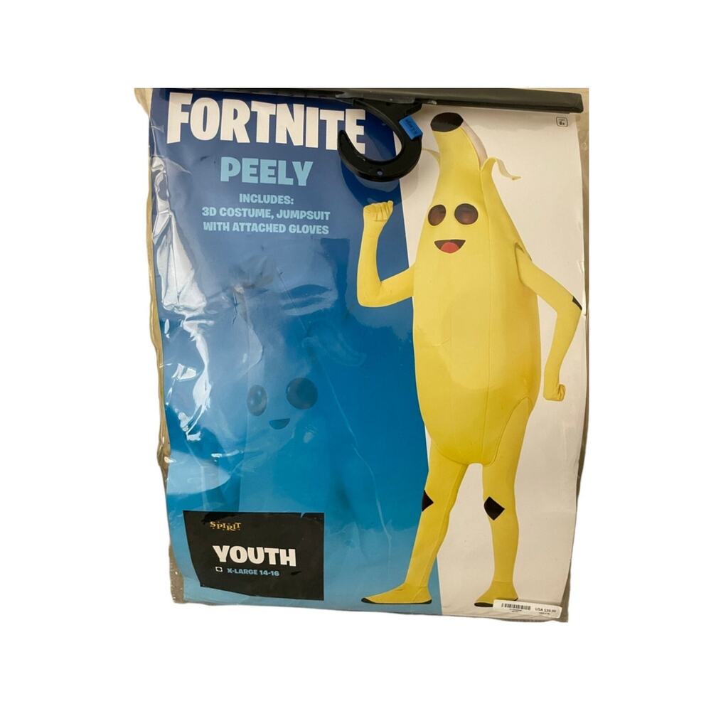 Spirit Halloween Fortnite Peely Kids Size XL 14-16Yrs Yellow Halloween Costume